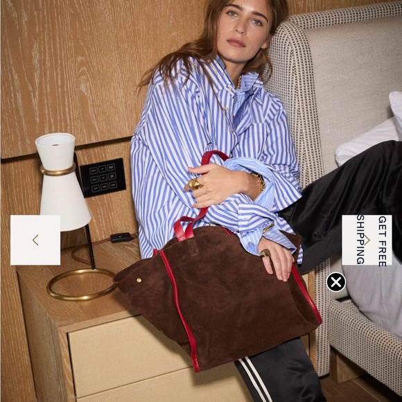 Parker Thatch Handbags - Parker Thatch Framed Mimi Suede Espresso with Red